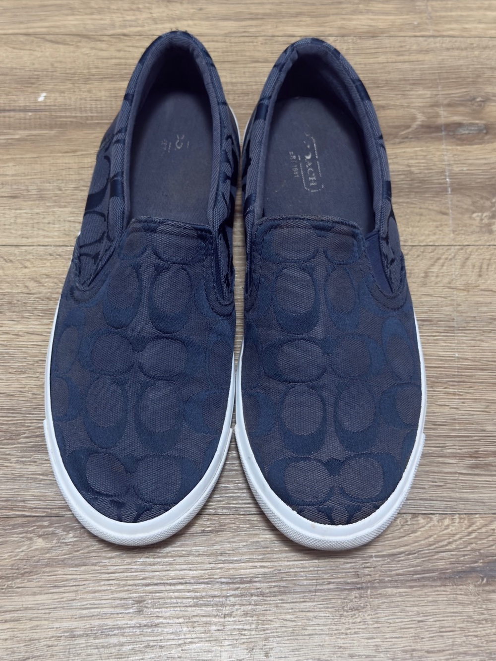 Y2K Coach Navy Signature Slip-On Sneakers